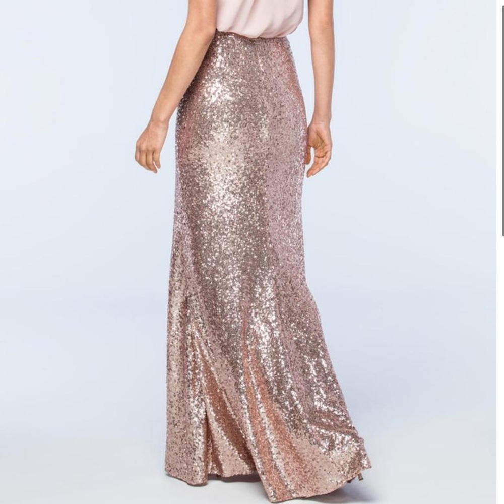 Watters & Watters Sequin Skirt In Rose Gold size 4